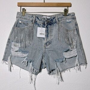 New Adika Blue-Light Jean Shorts Size L